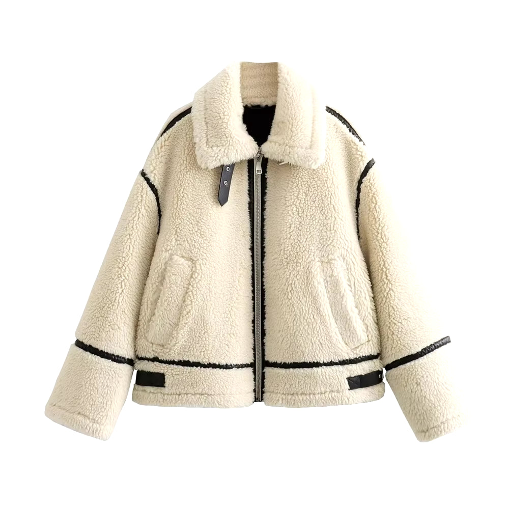 Faux fur motorcycle jacket