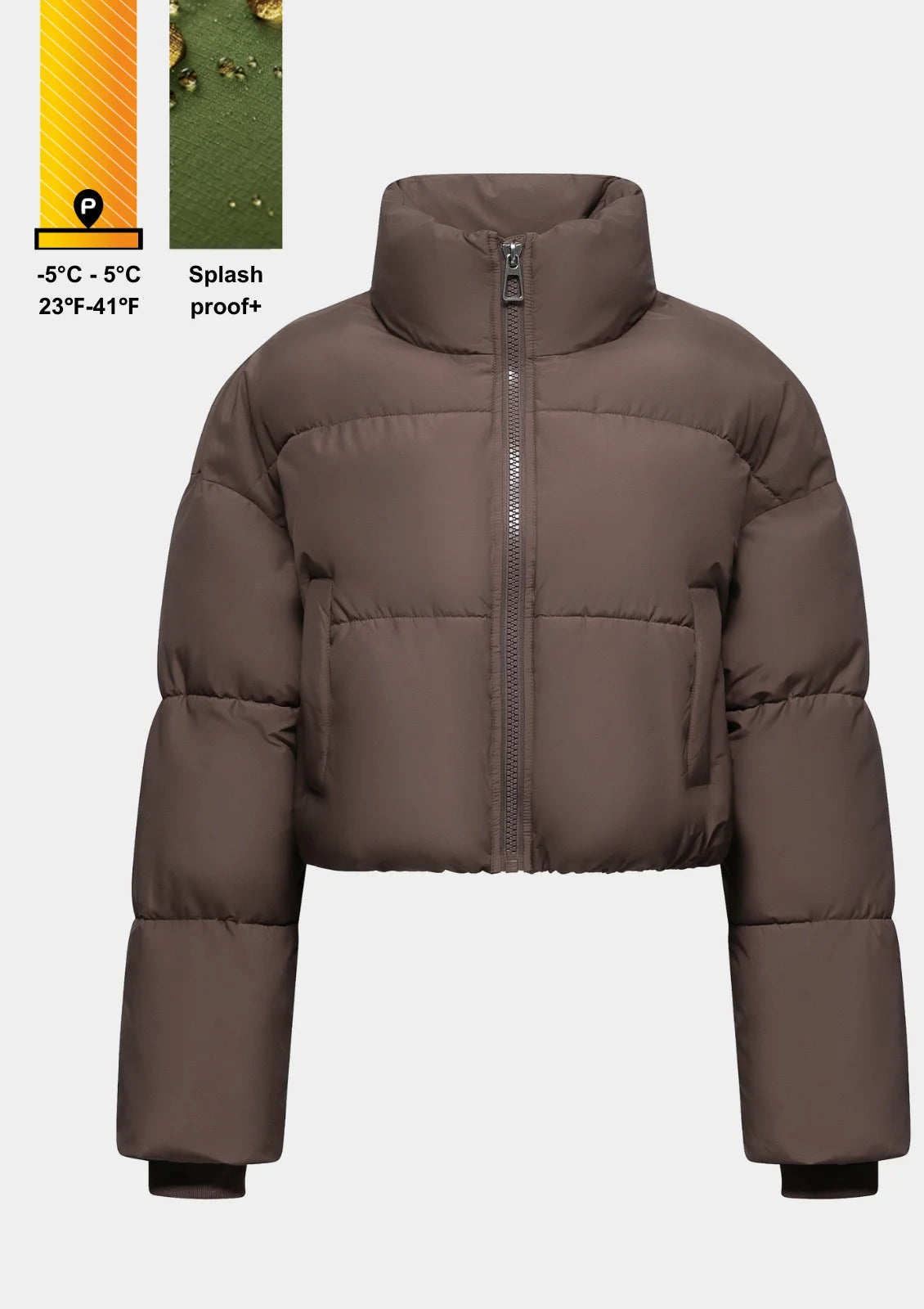 Stand up collar cropped puffer jacket