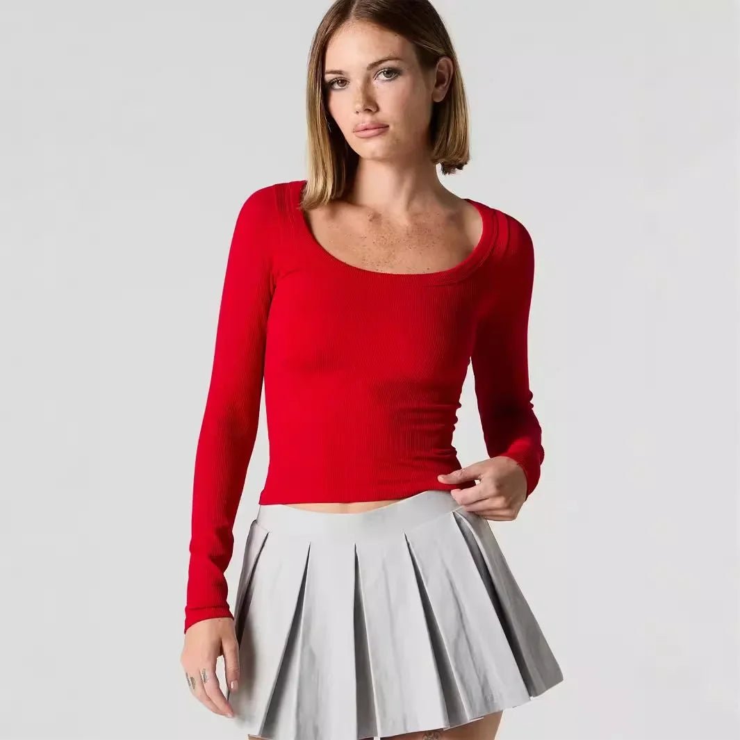 Square neck long sleeve top