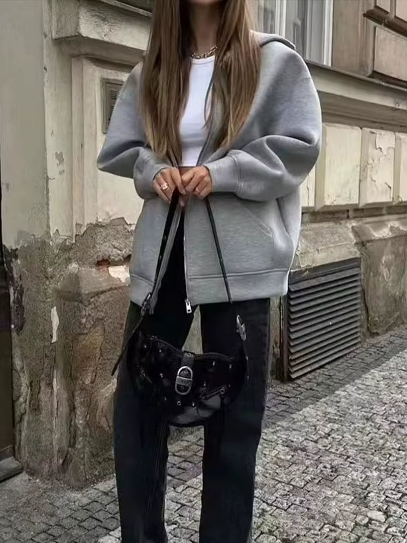 Oversized boxy zipthrough hoodie