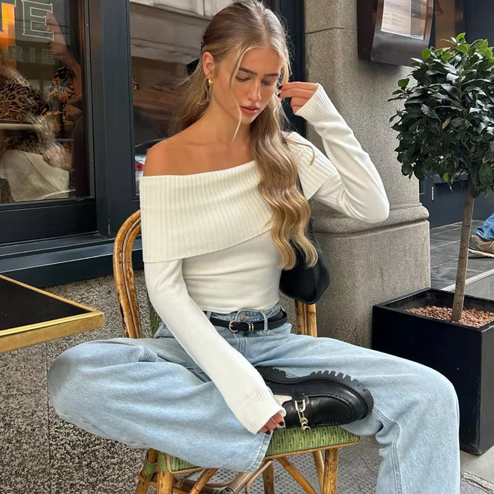 Maggie | Off shoulder cotton pullover
