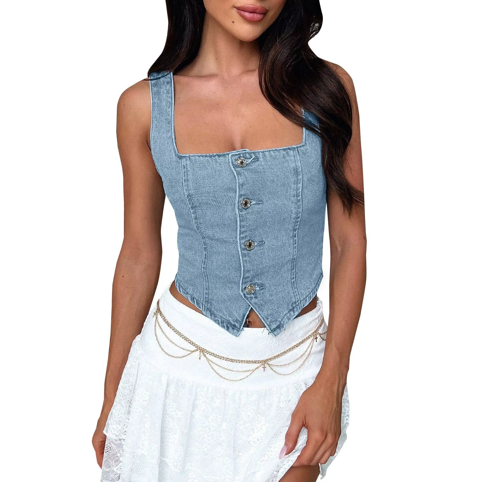Button down crop top
