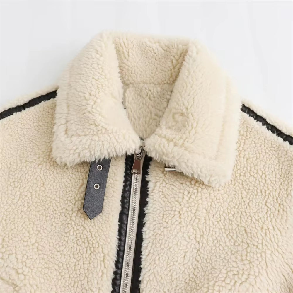 Faux fur motorcycle jacket