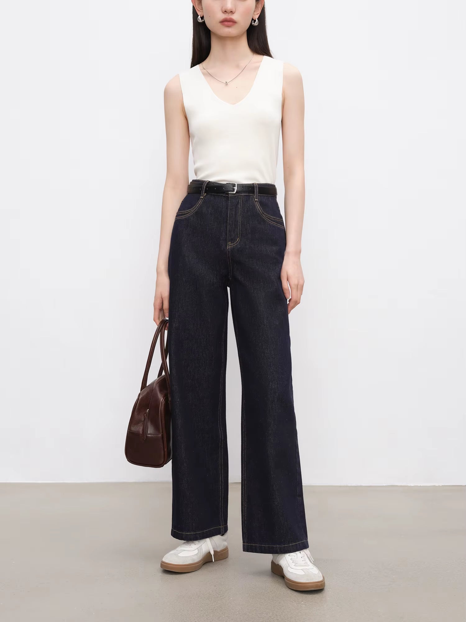 High waist boxy straight fit pants