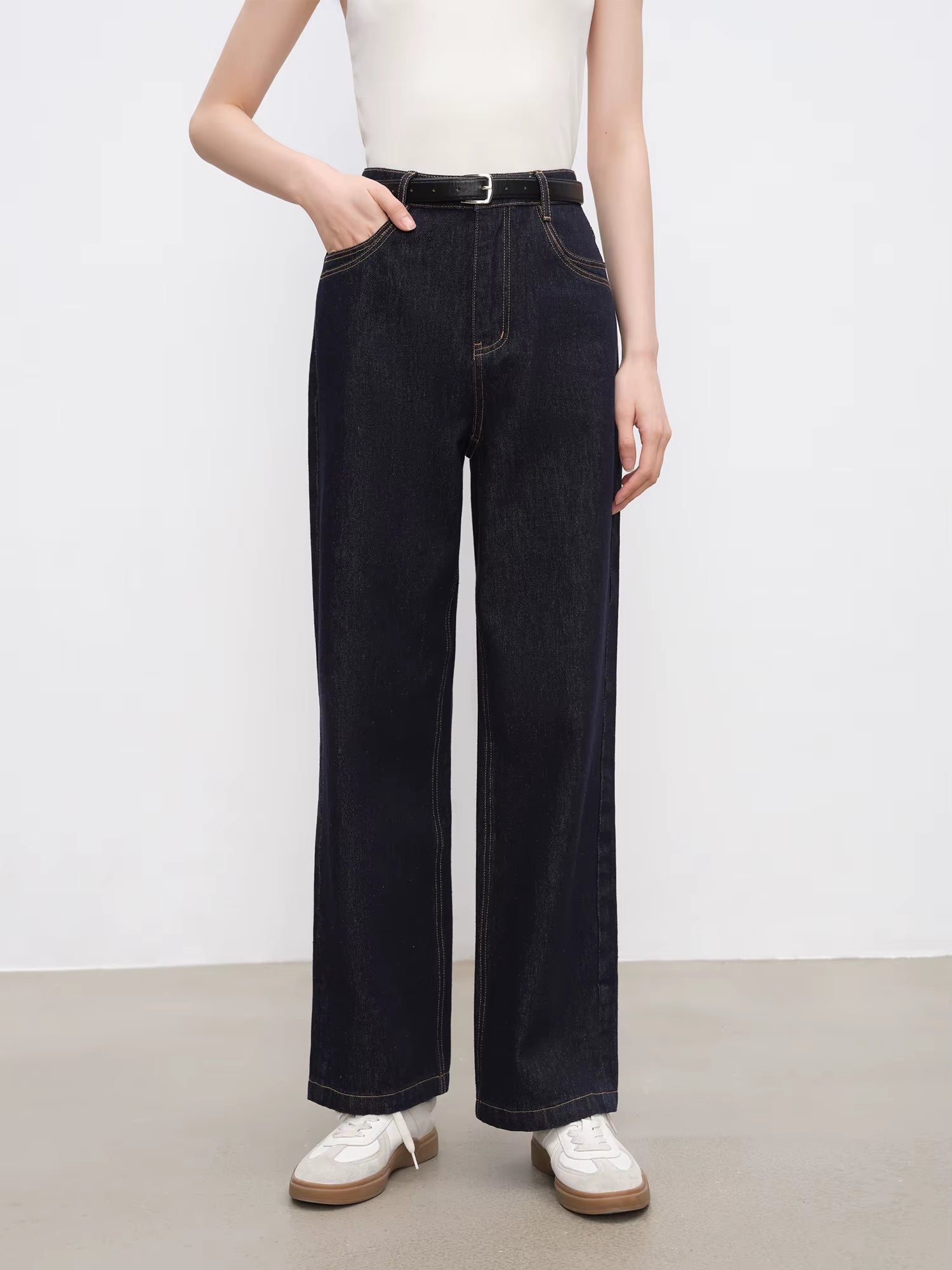 High waist boxy straight fit pants