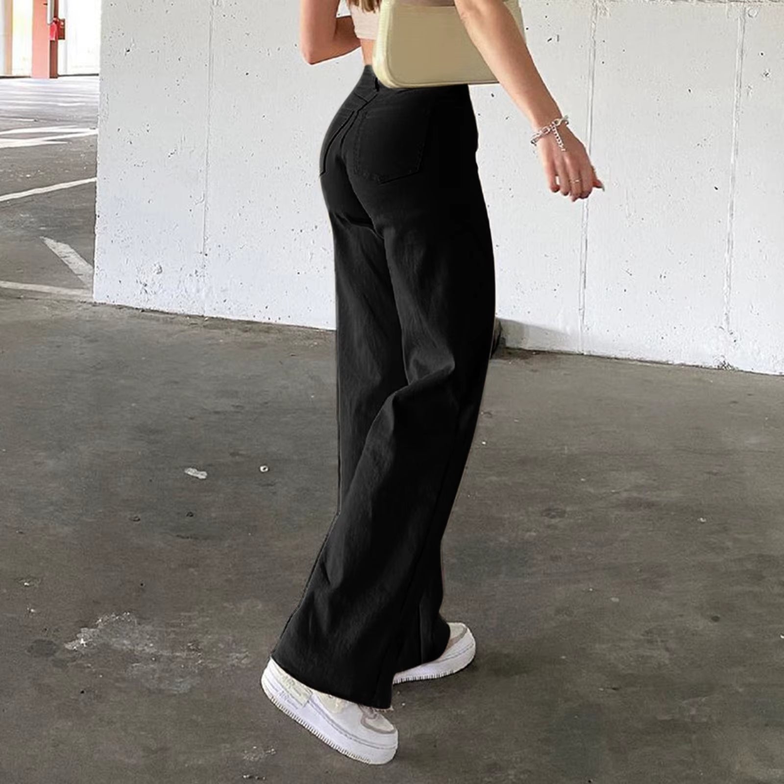 High waisted straight fit jeans