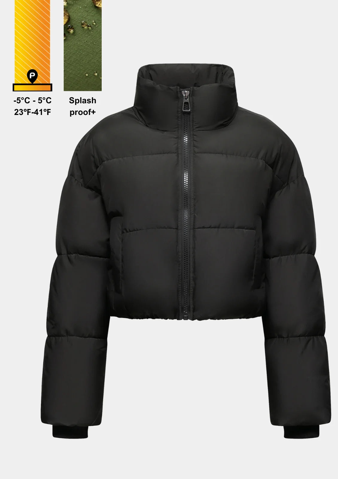 Stand up collar cropped puffer jacket