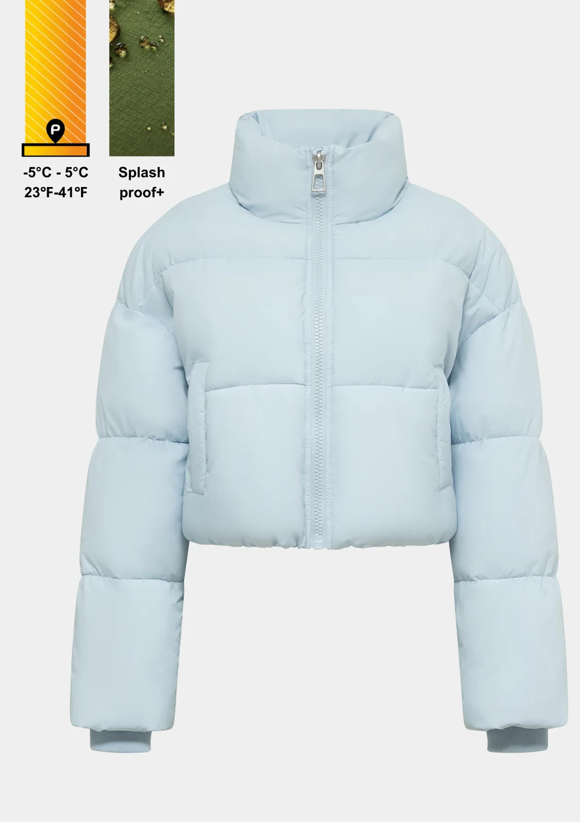Stand up collar cropped puffer jacket