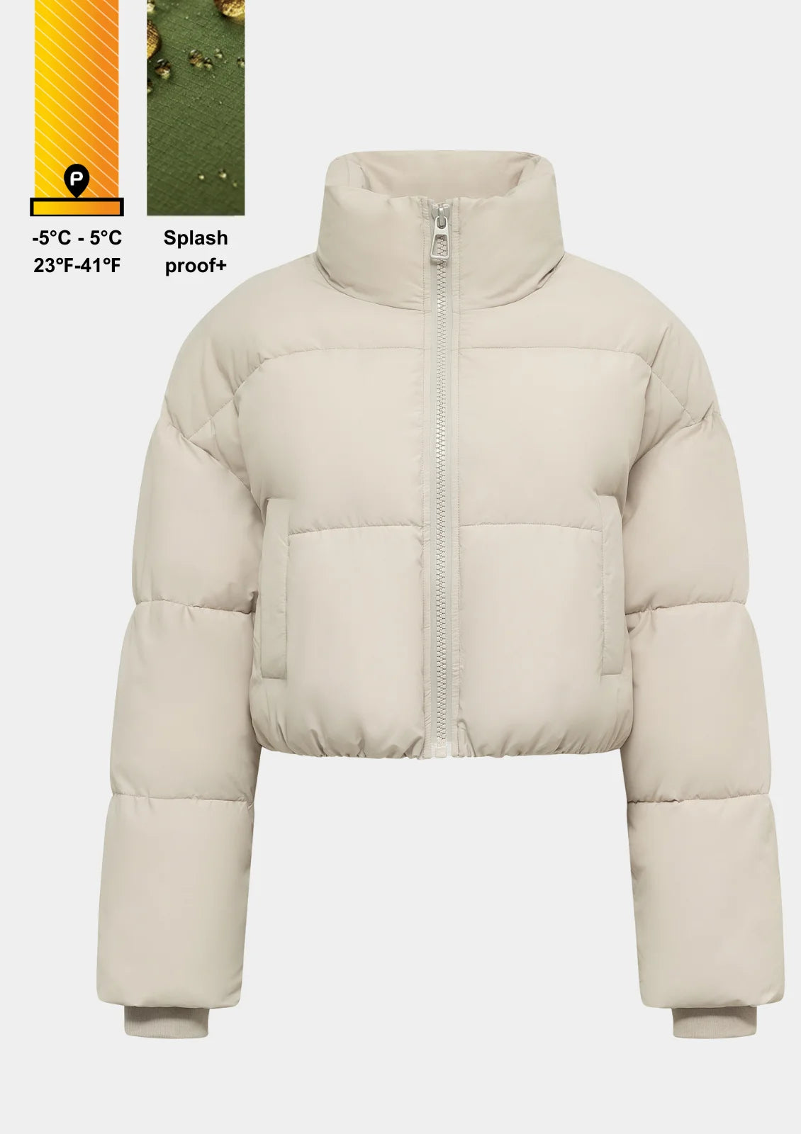 Stand up collar cropped puffer jacket