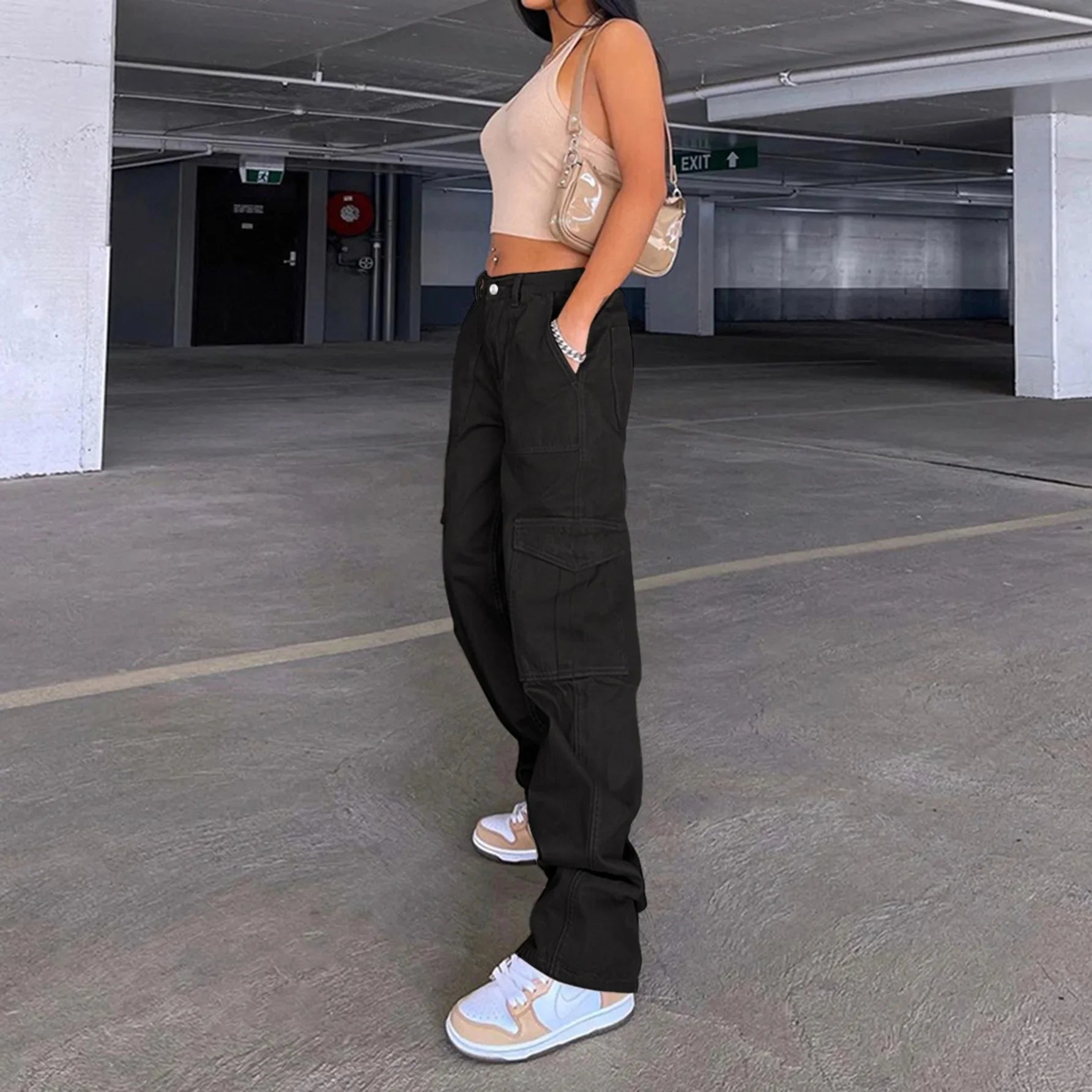High rise womens carpenter pants