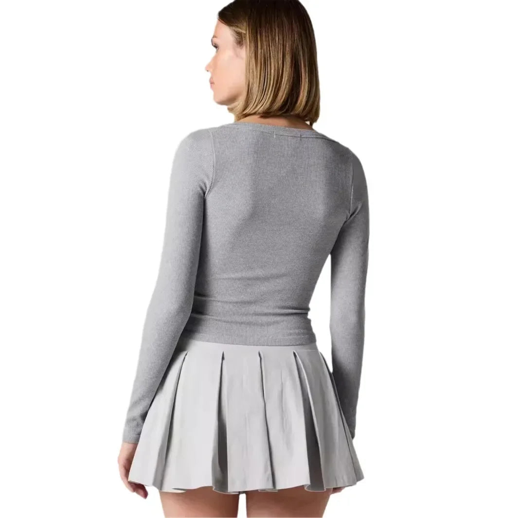 Square neck long sleeve top