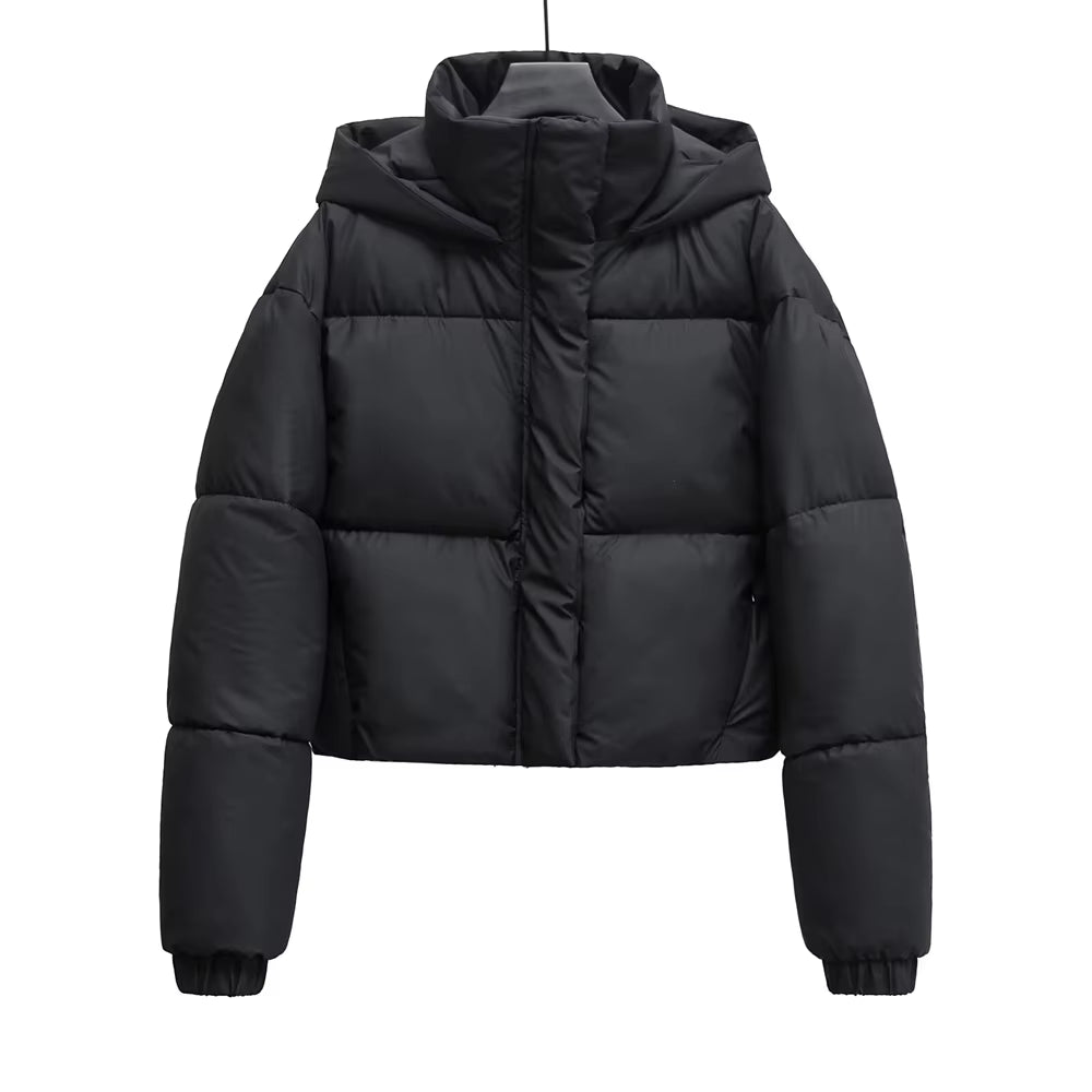 Boxy hooded puffer jacket