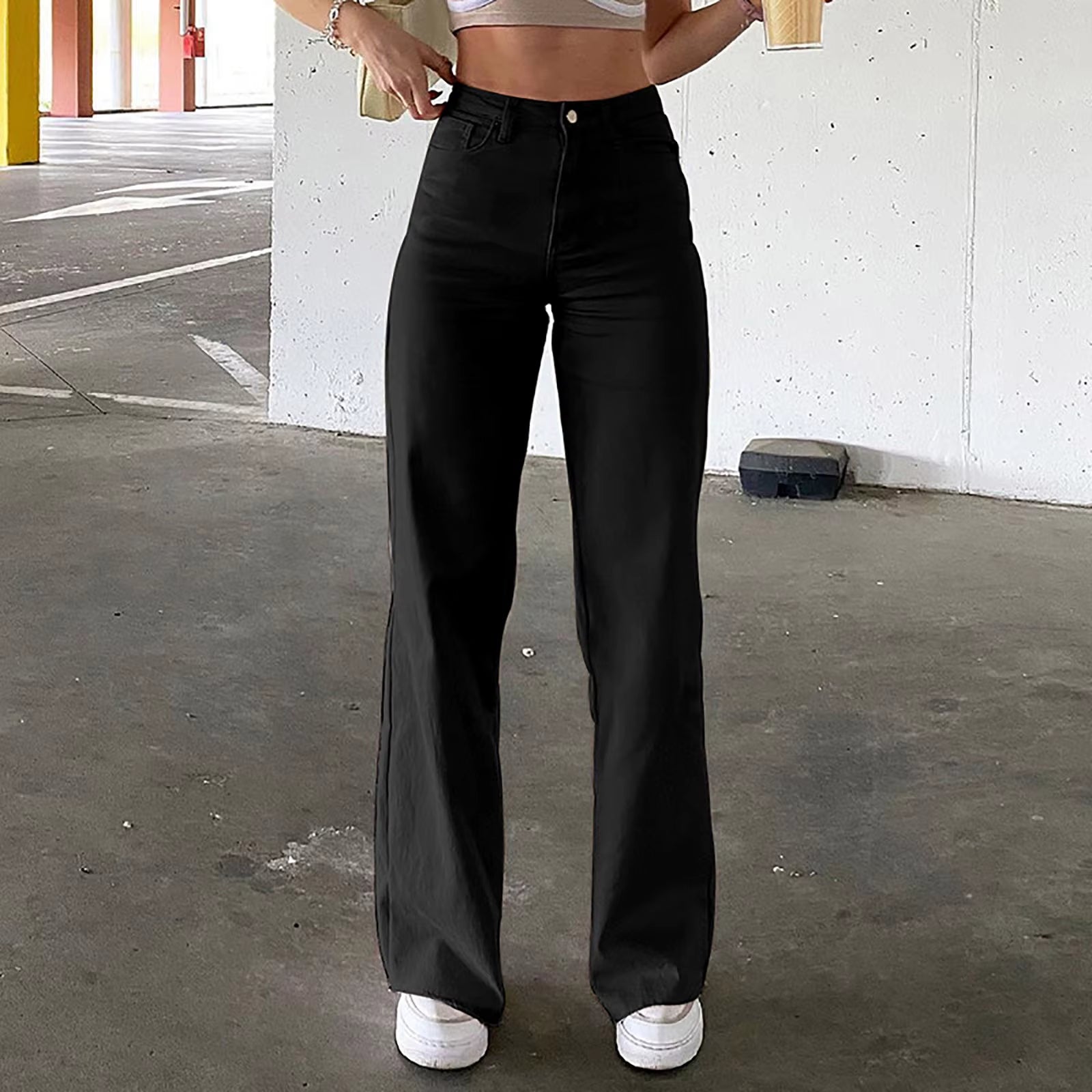High waisted straight fit jeans